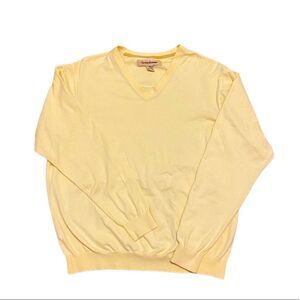 Tommy Bahama Yellow V-Neck Thinner Long Sleeve Pullover Mens Medium